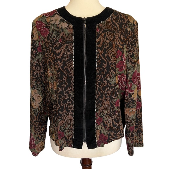 Jessica Howard Jackets & Blazers - Jessica Howard Size 16 Floral Tapestry Vintage Blazer